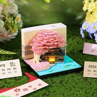 zebeaa. Twenty twenty six Weekly Calendar With LED Light 3D Blossomy Paper Sculpture Note Pad Specia