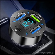 Car Charger 66W Super Fast Charging with USB PD&QC 3.0(Voltmeter&LED Lights) Universal Quick Charge 