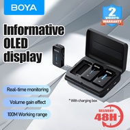 BOYA Wireless microphone with OLED display BY-XM6 K1K2 With Charging Case Professional Lapel Microph