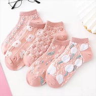 FS 1.705 - Floral Socks, Women's Short Socks, Ankle Socks, Korean Fashion Socks