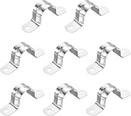 QUARKZMAN Pack of 8 Pipe Clamps, 25 mm (0.98 Inches) 201 Stainless Steel 2-Hole U-shaped Bracket Pip