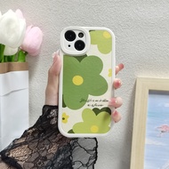 เคสโทรศัพท์กันกระแทกยาง TPU นิ่มลายดอกไม้เล็กสีเขียวการ์ตูนยืดหยุ่นป้องกันได้เหมาะสำหรับ Apple iPhone 11 Pro Max 13 12 14 XS Max XR X 7 8 Plus SE