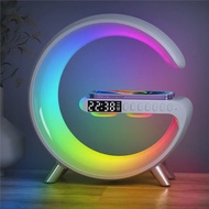 G ที่ชาร์จไร้สายตั้งปลุกลำโพงบลูทูธโคมไฟกลางคืน RGB แท่นชาร์จเร็วสำหรับ iPhone Samsung Xiaomi