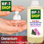 Anti Bacterial Hand Sanitizer Gel with 75% Alcohol  - Geranium Anti Bacterial Hand Sanitizer Gel - 1L