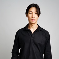 KEMEJA EFRON Men's Shirt - Raven Black - Long Sleeve POLO Shirt