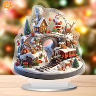 [Lacooppia2] 2D Flat Christmas Snow House Decoration Tabletop Ornament Acrylic Xmas Village Miniatur