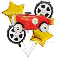 5Pcs F1 Formula Racing Theme Balloon Set 18Inch Black White Checkerboard Round Ball Party Decoration