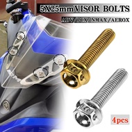 4-Piece Set Stainless Steel 5x25mmmm Sun Visor Bolt, Suitable for NMAX/PCX/AEROX/ADV, Pattern Design