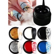 6 สี Spider Wire เจลเล็บ 5ml ดอกไม้วาดจิตรกรรมเจล Creative Point To Line เล็บเจลเคลือบเงา Top Coat