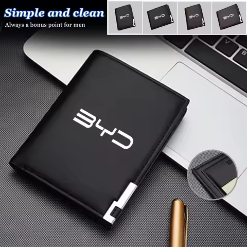 Fashion Car Men Short Wallet Edge Business Multi-card Slot For BYD F3 E2 D1 E9 E3 S2 F3DM L3 E6 G6 G