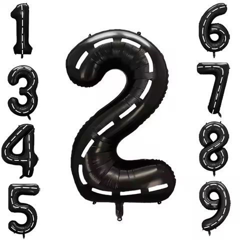40inch Race Car Birthday Balloons Large Black Number 1 2 3 4 5 6 7 8 9 Foil Balloon for Kids Birthda