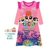 CLEARANCE Ailubee D017 powerpuff girl long sleep dress (2/3/4/5/8/10y)