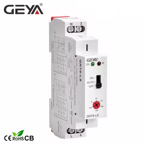 GEYA GRT8-LS/LM Din rail Staircase Switch Lighting Timer Switch 230VAC 16A 0.5-20mins Delay off Rela