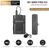 BOYA BY-WM4 Pro K1-K6 Professional ตัวเก็บประจุไฟฟ้าไร้สายไมโครโฟนระบบไมโครโฟนหนีบปกเสื้อไมค์สัมภาษณ