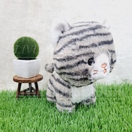 Standing Baby Cat Doll Filled with Sand, Grey Taby Cat Doll, Grey Camouflage Cat Doll