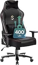 Fantasylab Big and Tall Gaming Chair 400lbs Gaming Chair with Massage Lumbar Pillow, Headrest, 3D Armrest, Metal Base, PU Leather