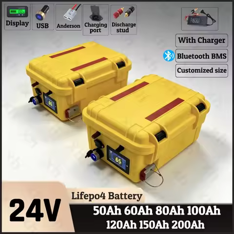 LiFePO4 24V 50Ah 60Ah80Ah 100Ah 120Ah 150Ah 200Ah Rechargeable Lithium Battery, High Capacity Deep C