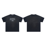 Men Women Acne Studios O-Neck Washed Black White CottonT-shirt Short Sleeves Oversize Printing Lette