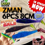 6PCS 8cm 5g Zman Soft Plastic Lure Clone Umpan Casting Bait Haruan Siakap Toman Fishing