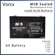 MSB 6V Rechargeable Sealed Maintenance Free Lead Acid Battery