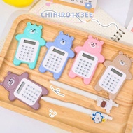 CHIHIRO1X3EE Mini Calculator, 8 Digits Display Battery Scientific Calculators, Cute Mini Bear Shaped