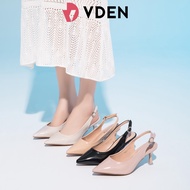 VDEN Glossy slingback  Heels Pumps (Add 1 size) 2.7INCH/7CM B2025-3 Simple Pointed Toe Heels Nude Fa