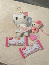 包速遞 sanrio 附送日本限定Kitkat Hello Kitty 毛公仔 吊飾 set