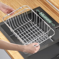 304 Stainless Steel Dish Drying Rack Adjustable Kitchen Sink Dish Drainer Fruit Vegetable Drain Basket Dishes Draining