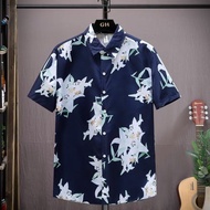 M-5XL Fashion Plus Size Loose Casual Hawaiian Beach Short Sleeve Flower Shirt Men