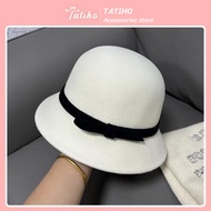 Mũ Bucket Len Nữ Mũ Dạ Ép Dáng Cụp Đính Nơ Siêu Xinh Phong Cách Retro Sang Chảnh Thời Trang Hàn Quốc