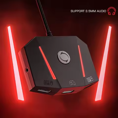 F68B Precisions Gaming Adapters with Colorful Lights & Weighted Base Universal Gaming Converter Gami