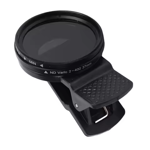 37mm Adjustable ND Filter ND2-400 Variable Neutral Density Lens Filter with Clamp for Smartphone Pho