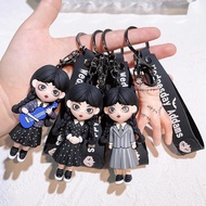 Horror Wednesday Addams Silicone Keychain Toy Thing Hand Home Decor Keychain Doll