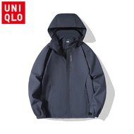 Uniqlo Mountaineering and hiking men jacket hiking hooded waterproof jacket outdoor raincoat zip jac
