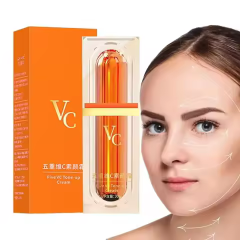 Vitamin C Face Cream Whitening Five VC Tone Up Cream Moisturizer Anti Aging Pimple Wrinkle Spots Rem
