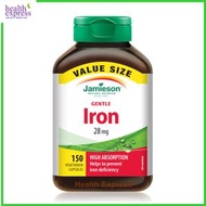 Jamieson - 健體 溫和鐵質補充品 (28 毫克) 維他命 B2+B12+C+Folate 配方 150 粒 超值加量裝 [平行進口] 此日期前最佳:2026年10月31日