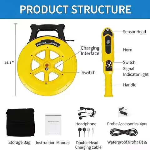 ZHOUCE Iron Pipe Blockage Detector ZC-D820/ZC-D830 Diagnostic Tool Scanner Pipe Blockage Plumbing In