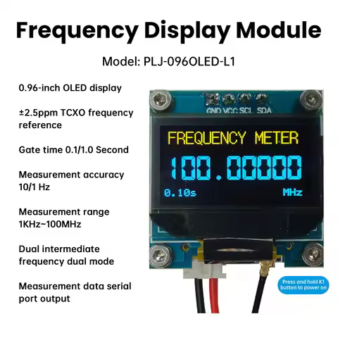 PLJ-096OLED-L1 DC 4.5–9V Frequency Display Module, 1 kHz–100 MHz Frequency Meter, 0.96-inch OLED Dig