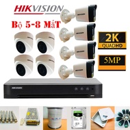 Trọn Bộ Camera 5/6/7/8 Mắt 5Mp Hikvision Chính Hãng (FULL PHỤ KIỆN LẮP ĐẶT) Ổ Cứng Tùy Chọn
