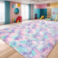 Cross-Border Hot Sale Tie-Dye Soft Fluffy Bedroom Carpet Children's Room Bedroom Tie-Dye Carpet Dorm