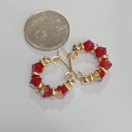 RUBY RED LOOP EARRING 10K(available in colors)