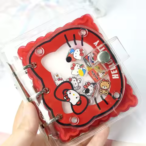 Hello Kitty Album Cute Anime Women Products 3-inch Card Swinging Joy DIY Acrylic Loose Leaf Desktop 