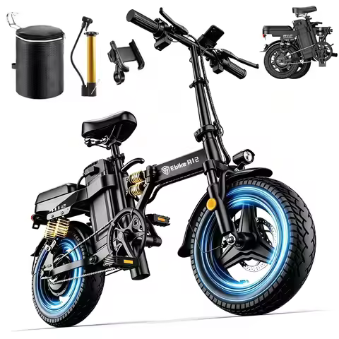 DTTZH A12 Foldable Electric Bike, 1000W Peak 48V15Ah Removable Battery, 14" Folding Commuter E-Bike,