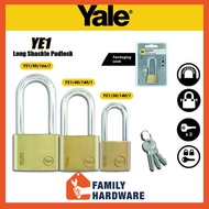 YALE 30mm 40mm 50mm Essential Series Long Shackle YE1/30/132/1 YE1/40/140/1 YE1/50/166/1 Padlock Kunci Lock Pad Lock