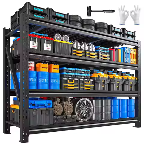 5000LBS Heavy Duty Garage Shelving Adjustable 4 Tier Metal Utility Shelf Warehouse Basement 68"W x 2