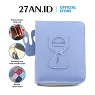 ( 27an.id ) WOMEN'S CARD WALLET D60 COIN WALLET CAT PRINTED SHORT WALLET MINI WALLET KOREAN CHARACTE