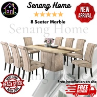 Senang Home 8 Seater Premium Marble Dining Set 1 Table + 8 Chairs Modern Design Ready Stock Siap Pasang