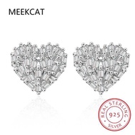 Real Moissanite Diamond Heart Stud Earrings 1ct D Color 925 Sterling Silver Earring Fine Jewelry Gif