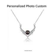 [Sincerer] S925 Sterling Silver Necklace Photo Projection Wing Pendant Necklace Custom Photo Necklac