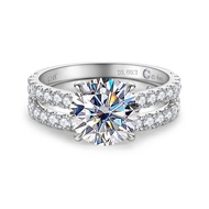 Solid 14K White Gold 4.14CTTW (3CT Center Stone) Moissanite Bridal Ring Set, Real Gold | D Color and